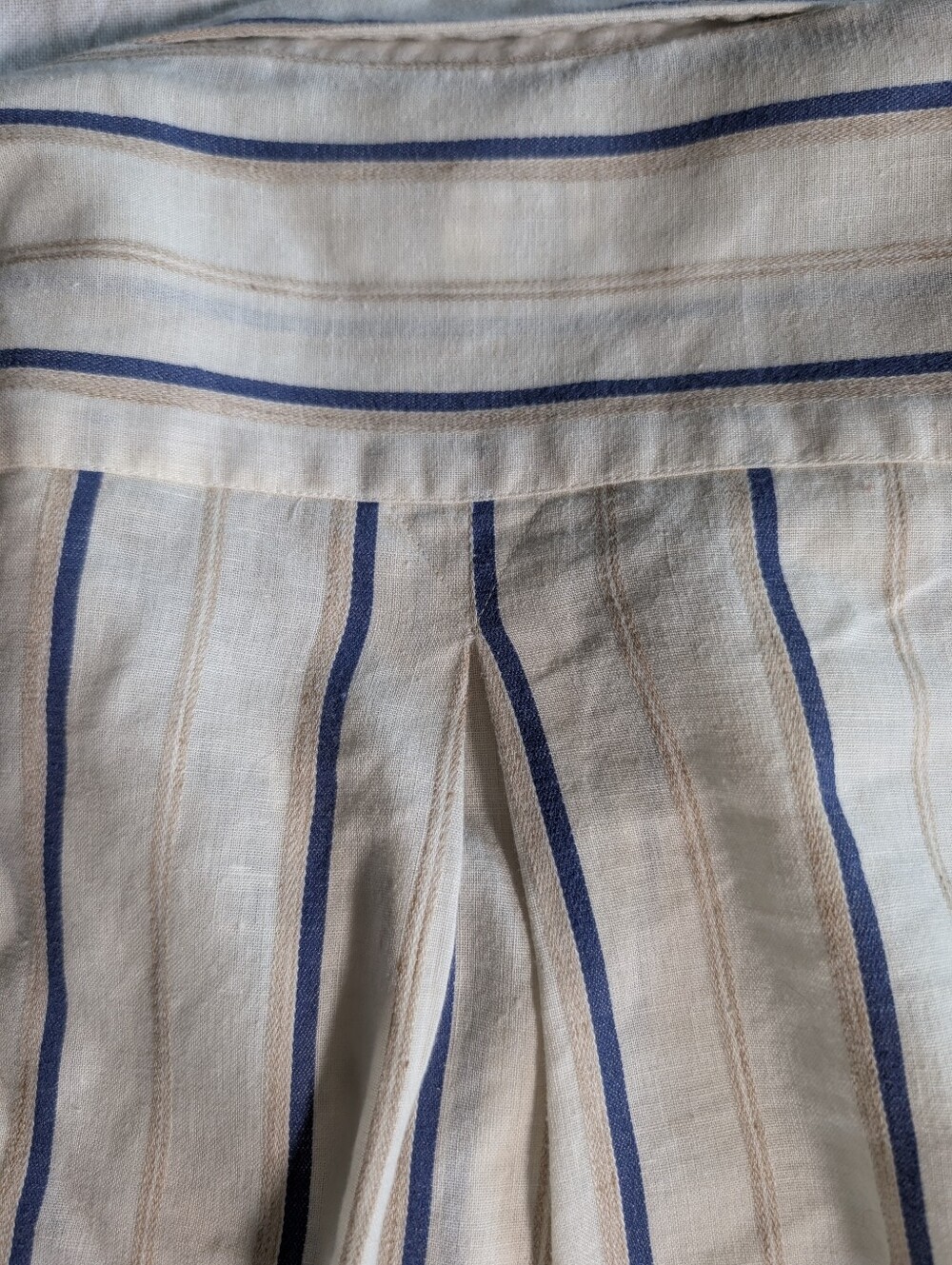 Vintage YSL Yves Saint Laurent Linen Cream Shirt with Blue & Tan Stripes - Picture 9 of 10